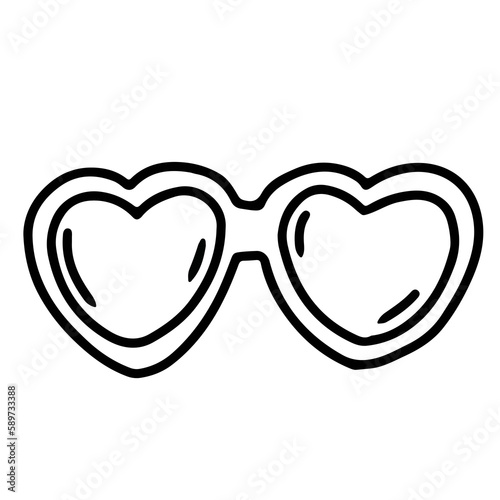 heart shaped glasses illustration with transparent background