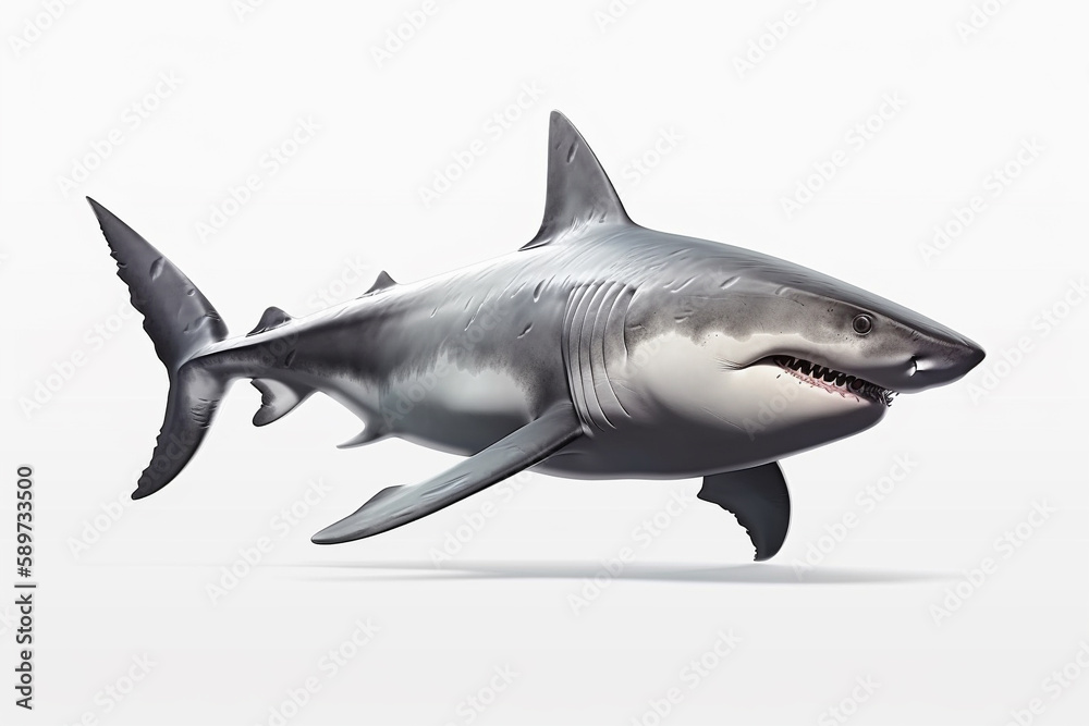 Fototapeta premium shark illustration on white background. Generative AI