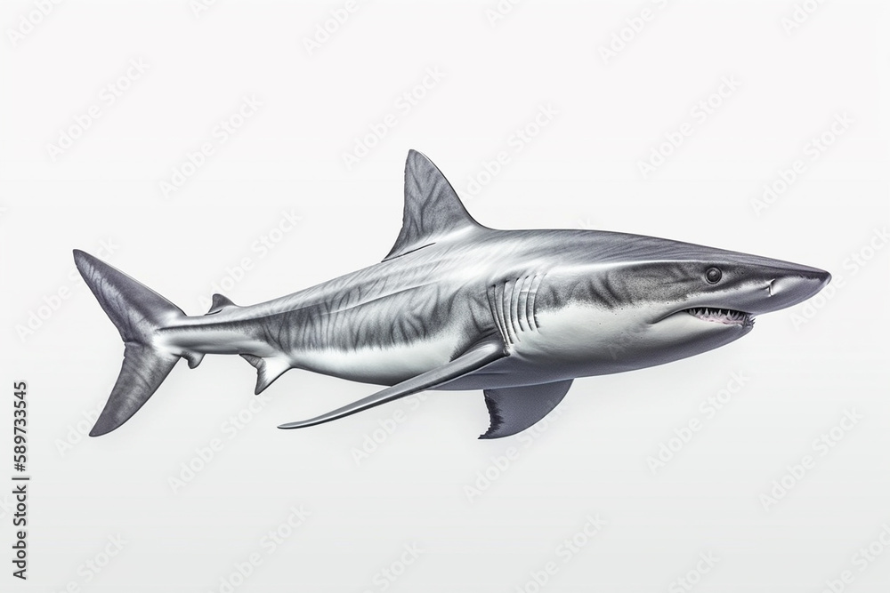 Fototapeta premium shark illustration on white background. Generative AI