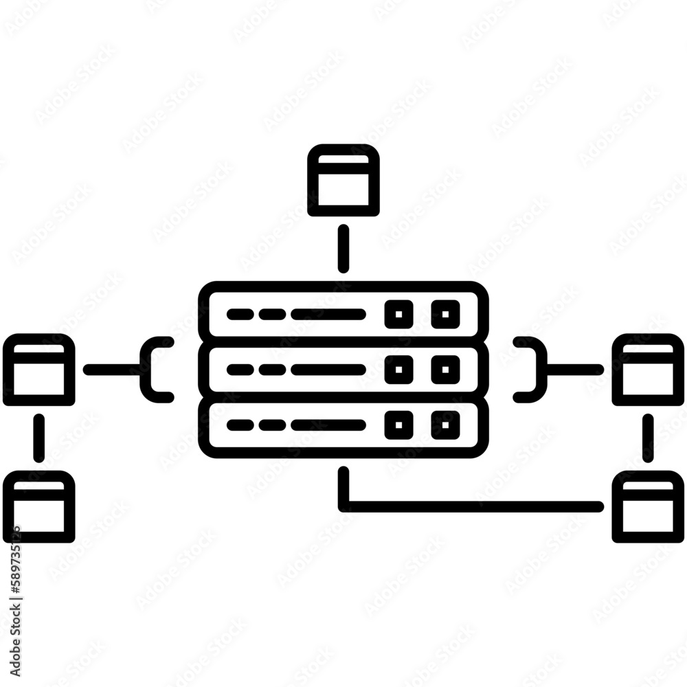 Database Schema Icon, Line Icon Style, Data Analysis System Symbol Vector Stock. Database Schema Icon, Line Icon Style, Data Analysis System Symbol Vector Stock.