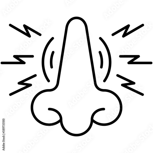 rhinitis icon, line icon style, nasal congestion allergy symbol vector stock.