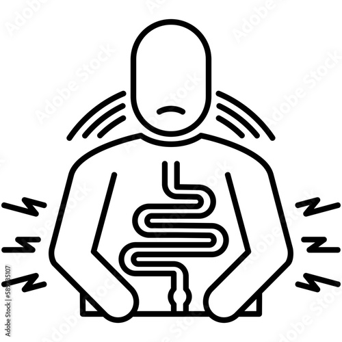 diarrhea icon, line icon style, stomach pain bowel symbol vector stock.