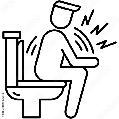 Diarrhea Icon, Line Icon Style, Stomach Pain Bowel Symbol Vector Stock.