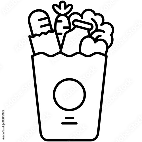 grocery icon, line icon style, home food bag symbol vector stock.