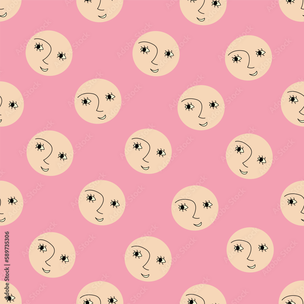 Feminine look, abstract personage, mascot design, funny face, cute icon Feminine look, abstract personage, mascot design, funny face, cute icon