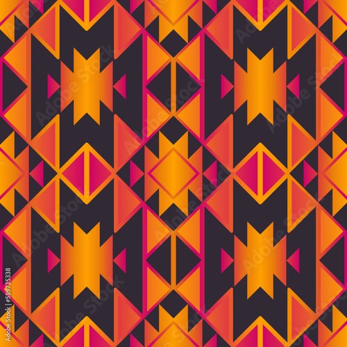 Southwest navajo colorful Pattern. Vector aztec Navajo colorful geometric shape seamless pattern background. Ethnic geometric pattern use for fabric, home decoration elements, upholstery, wrapping.