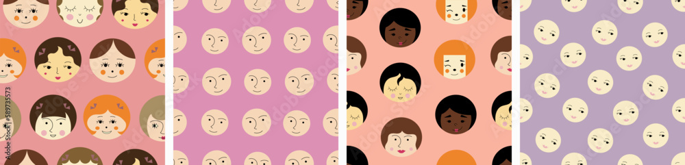 Feminine look, abstract personage, mascot design, funny face, cute icon Feminine look, abstract personage, mascot design, funny face, cute icon
