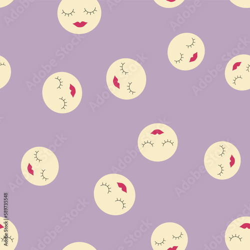 Feminine look, abstract personage, mascot design, funny face, cute icon