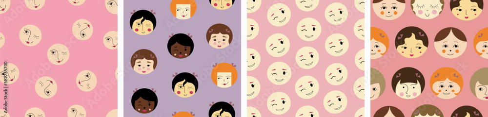 Feminine look, abstract personage, mascot design, funny face, cute icon Feminine look, abstract personage, mascot design, funny face, cute icon