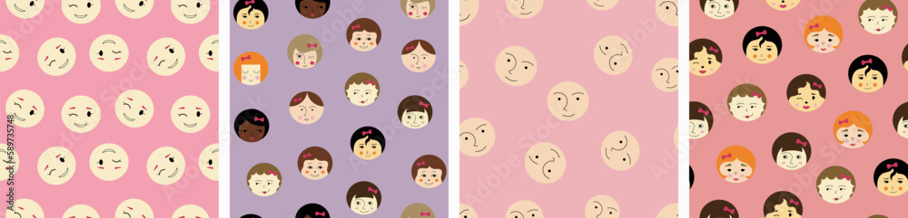 Feminine look, abstract personage, mascot design, funny face, cute icon Feminine look, abstract personage, mascot design, funny face, cute icon