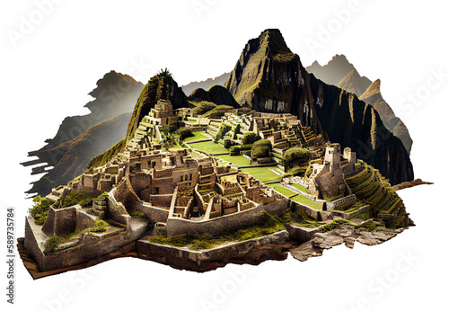 Travel Machu Picchu on transparent background (PNG) generative AI photo