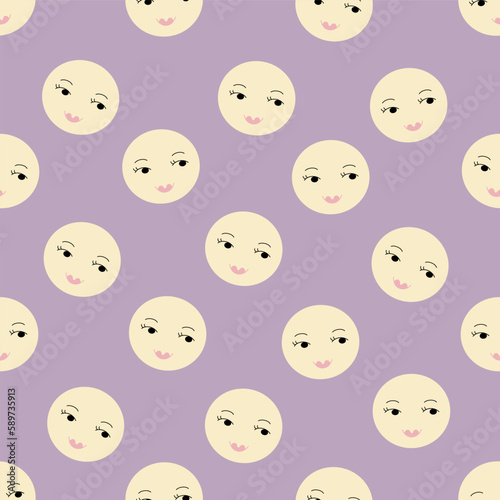 Feminine look, abstract personage, mascot design, funny face, cute icon