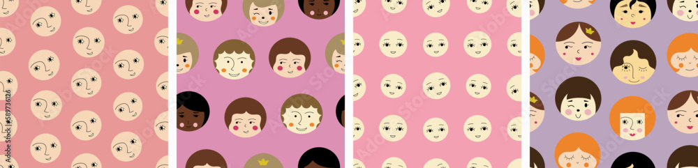 Feminine look, abstract personage, mascot design, funny face, cute icon Feminine look, abstract personage, mascot design, funny face, cute icon