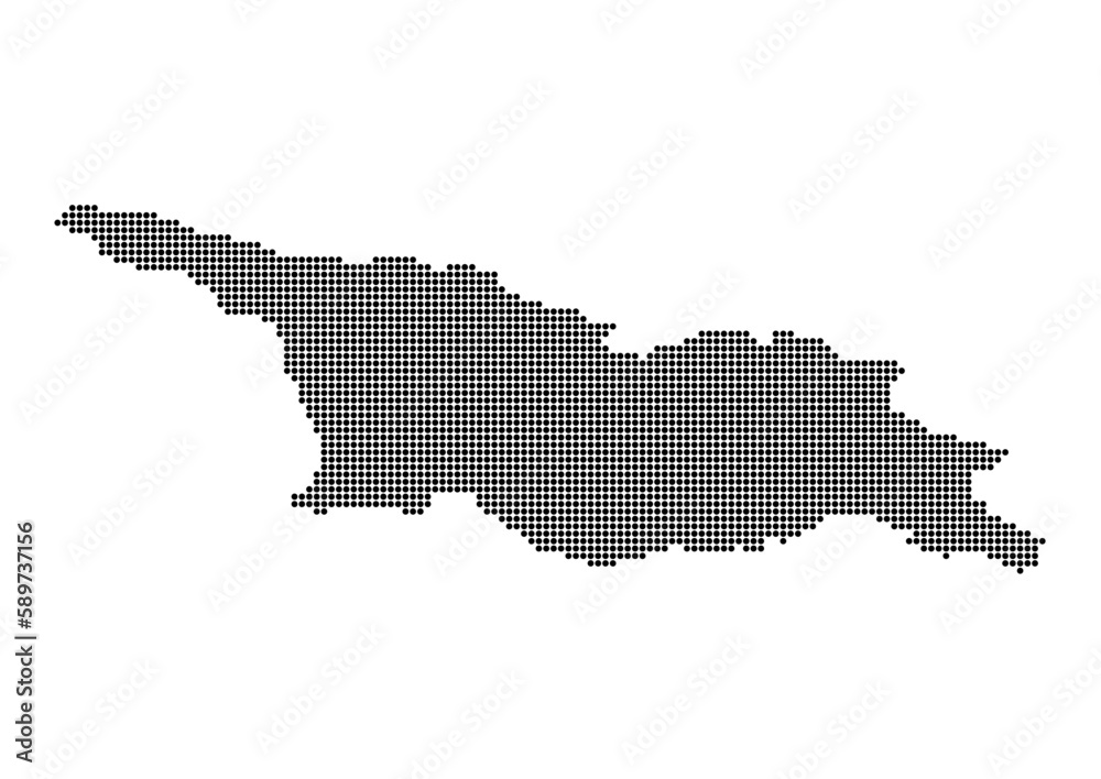 An abstract representation of Georgia,Georgia map made using a mosaic of black dots. Illlustration suitable for digital editing and large size prints. 