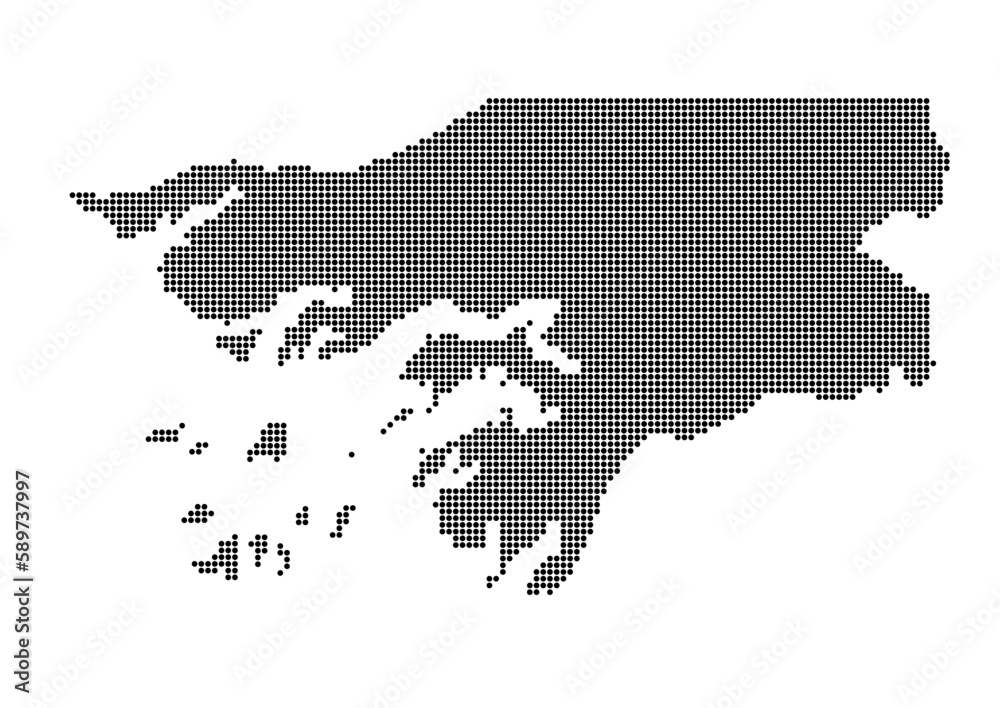 Fototapeta premium An abstract representation of Guinea-Bissau,Guinea-Bissau map made using a mosaic of black dots. Illlustration suitable for digital editing and large size prints. 