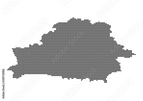 An abstract representation of Belarus,Belarus map made using a mosaic of black dots. Illlustration suitable for digital editing and large size prints. 