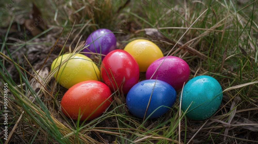 easter eggs in the grass easter eggs in the grass