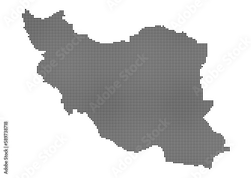 An abstract representation of Iran,Iran map made using a mosaic of black dots. Illlustration suitable for digital editing and large size prints. 