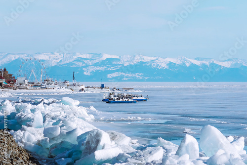 Bilde på lerret Hovercrafts on ice Lake Baikal