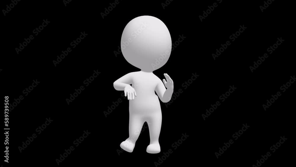 White 3d man dancing. Mascot having fun. Silly dance endless loop. 4K FullHD and HD render footage animation on black White 3d man dancing. Mascot having fun. Silly dance endless loop. 4K FullHD and HD render footage animation on black