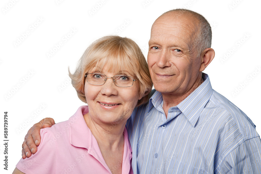 Portrait of happy senior couple smiling at home Portrait of happy senior couple smiling at home