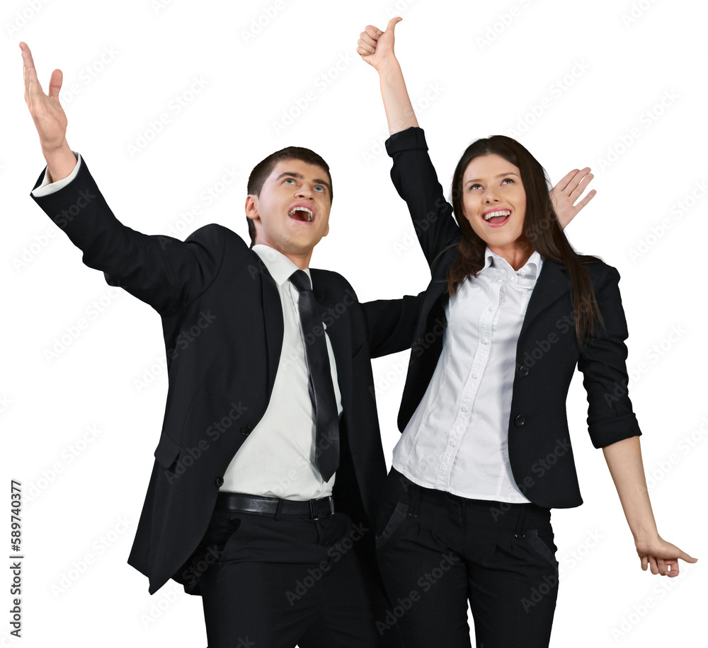 Businessman and Businesswoman Celebrating - Isolated Businessman and Businesswoman Celebrating - Isolated