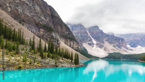 Uhd 4k Timelapse of Panoramic view of Lake Moraine, Banff National Park Of Canada
