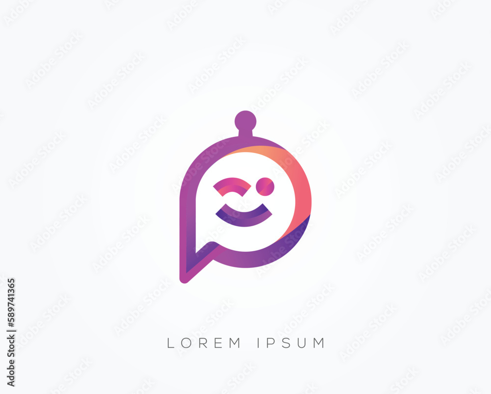 Obraz premium Creative P letter robotic colorful logo design illustration