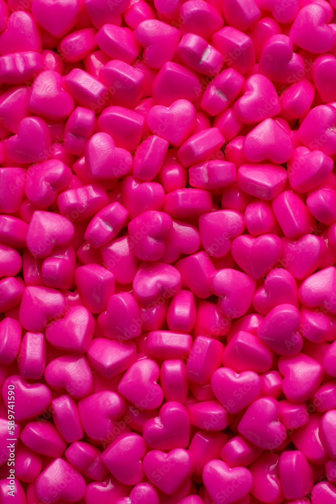 Pink heart sugar sprinkles texture