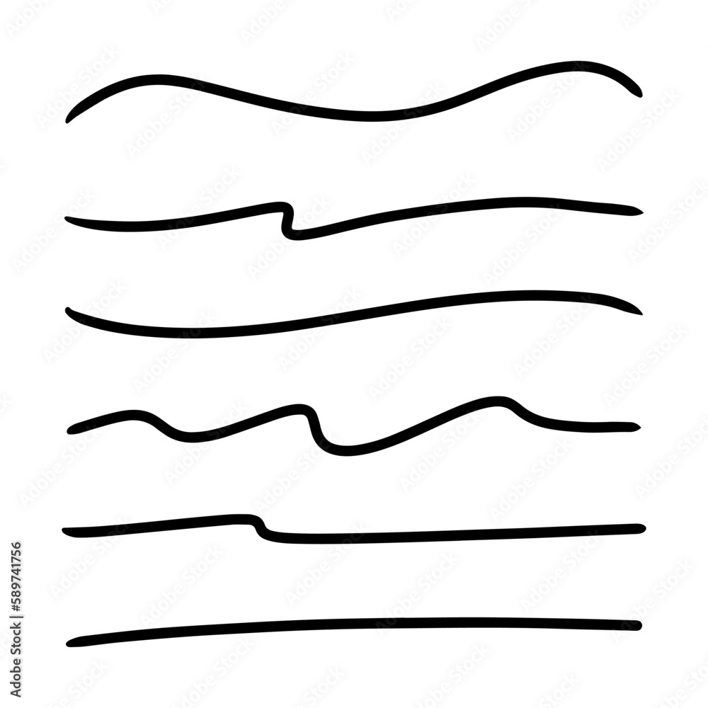 Vector set of hand drawn underline. Vector set of hand drawn underline.