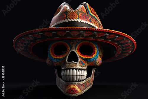 skull in a sombrero hat, Cinco de Mayo