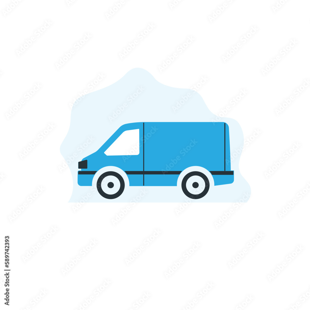 Van isolated on blue with background Design.