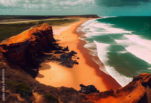 Praia de Pipa no estado do Rio Grande do Norte, Nordeste do Brasil em bela paisagem panorâmica. Generative AI photo