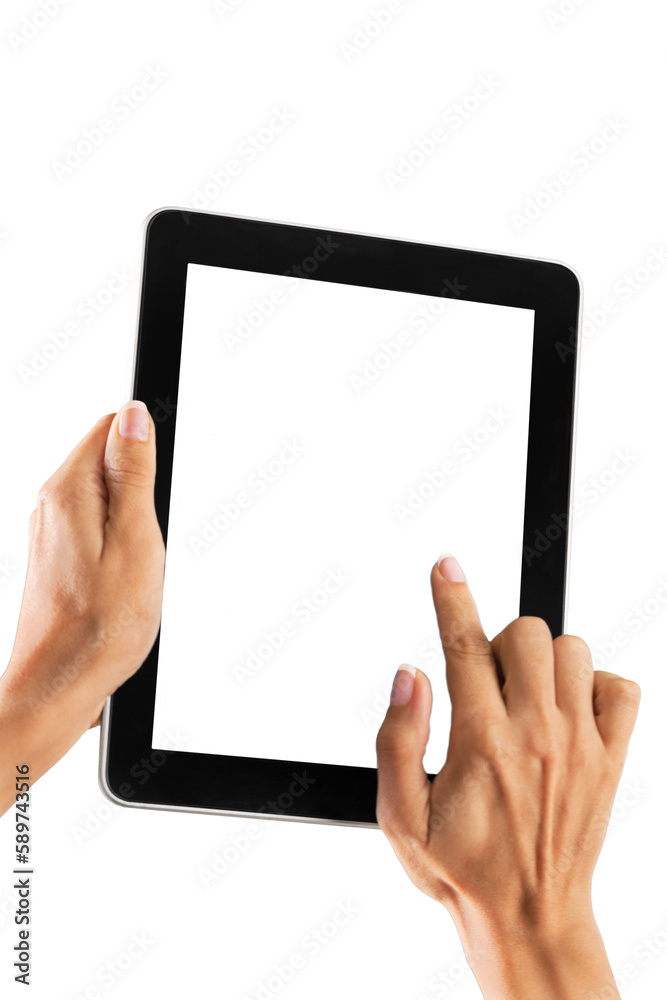 Woman holding digital tablet on background Woman holding digital tablet on background