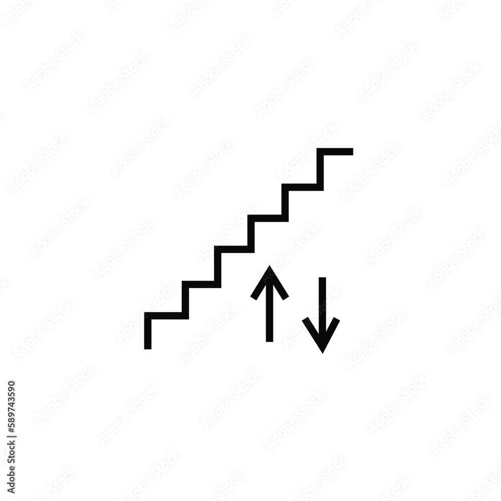 Stairs up vector icon. Up, down ,step, top symbol. Arrow, ladder, stairway, step icon. Linear style sign for mobile concept and web design. Stairs symbol logo illustration. vector graphics - Vector.
Stairs up vector icon. Up, down ,step, top symbol. Arrow, ladder, stairway, step icon. Linear style sign for mobile concept and web design. Stairs symbol logo illustration. vector graphics - Vector.