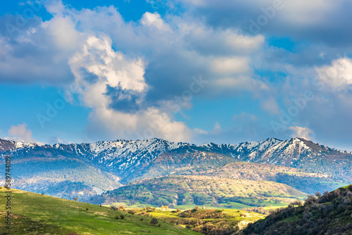 Background beautiful landscape with distant mountains