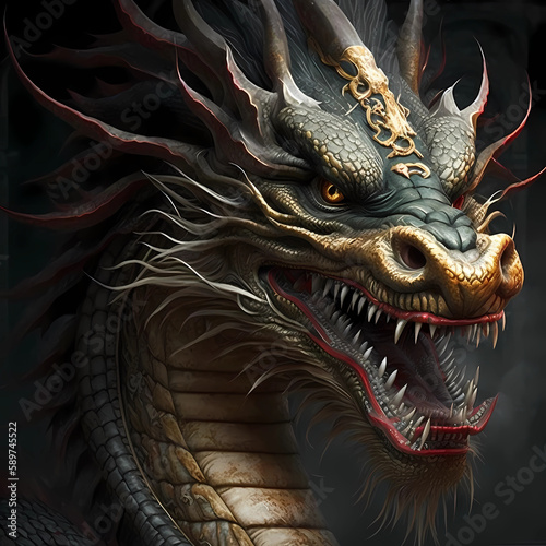 Chinese dragon. Year of the dragon. AI generation