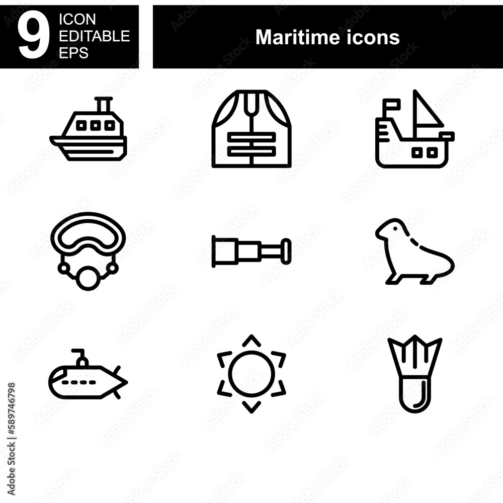 maritime icon or logo isolated sign symbol vector illustration - Collection of high quality black style vector icons 
