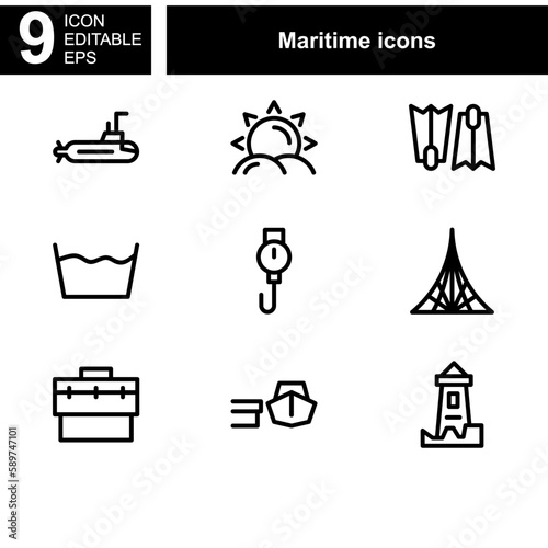 maritime icon or logo isolated sign symbol vector illustration - Collection of high quality black style vector icons 
