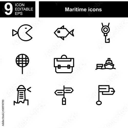 maritime icon or logo isolated sign symbol vector illustration - Collection of high quality black style vector icons 
