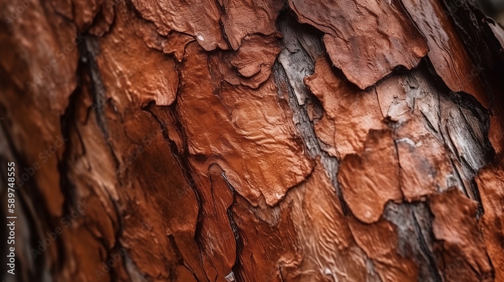 Background of red smooth sequoia bark. Created with Generative AI tools.