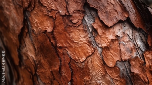 Background of red smooth sequoia bark. Created with Generative AI tools.