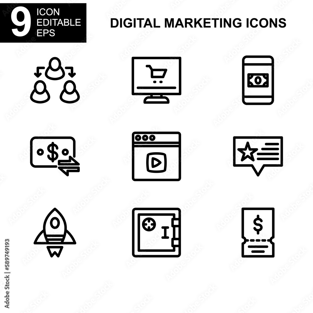 digital marketing icon or logo isolated sign symbol vector illustration - Collection of high quality black style vector icons 

