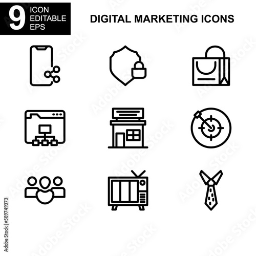 digital marketing icon or logo isolated sign symbol vector illustration - Collection of high quality black style vector icons 
