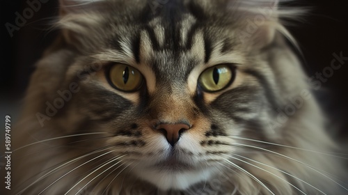 Maine Coon with a close-up shot © Emojibb.Family