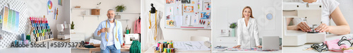 Collage of mature tailors w...