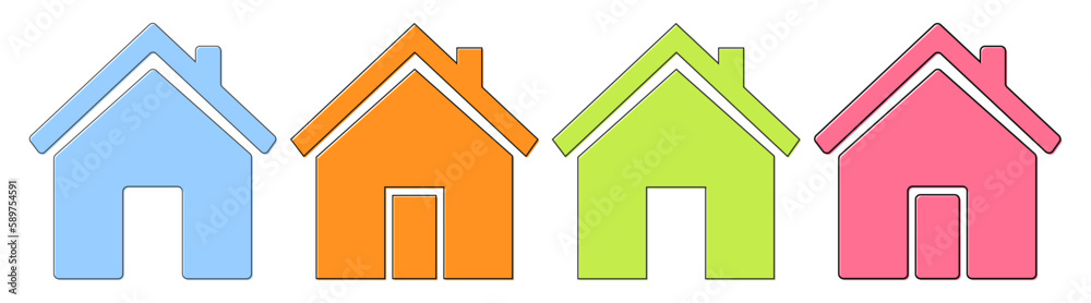 Home icons, house symbols, flat graphic design template, web signs, vector illustration Home icons, house symbols, flat graphic design template, web signs, vector illustration