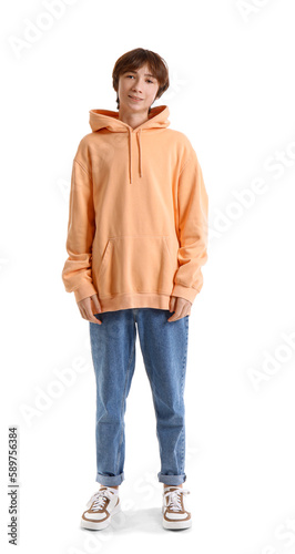 Teenage boy in hoodie on wh...