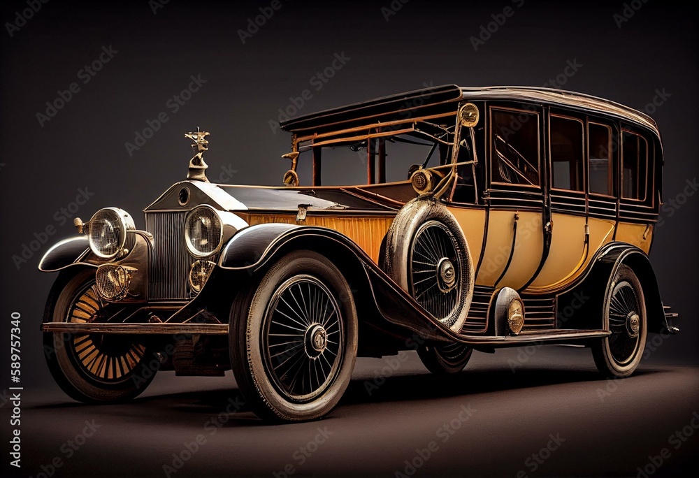 Antique Car with Clipping Path. Generative AI
