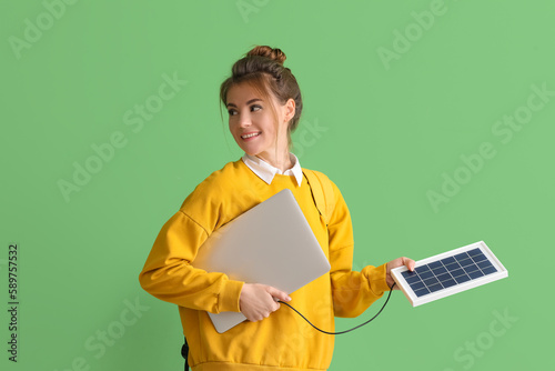 Pretty young woman charging...